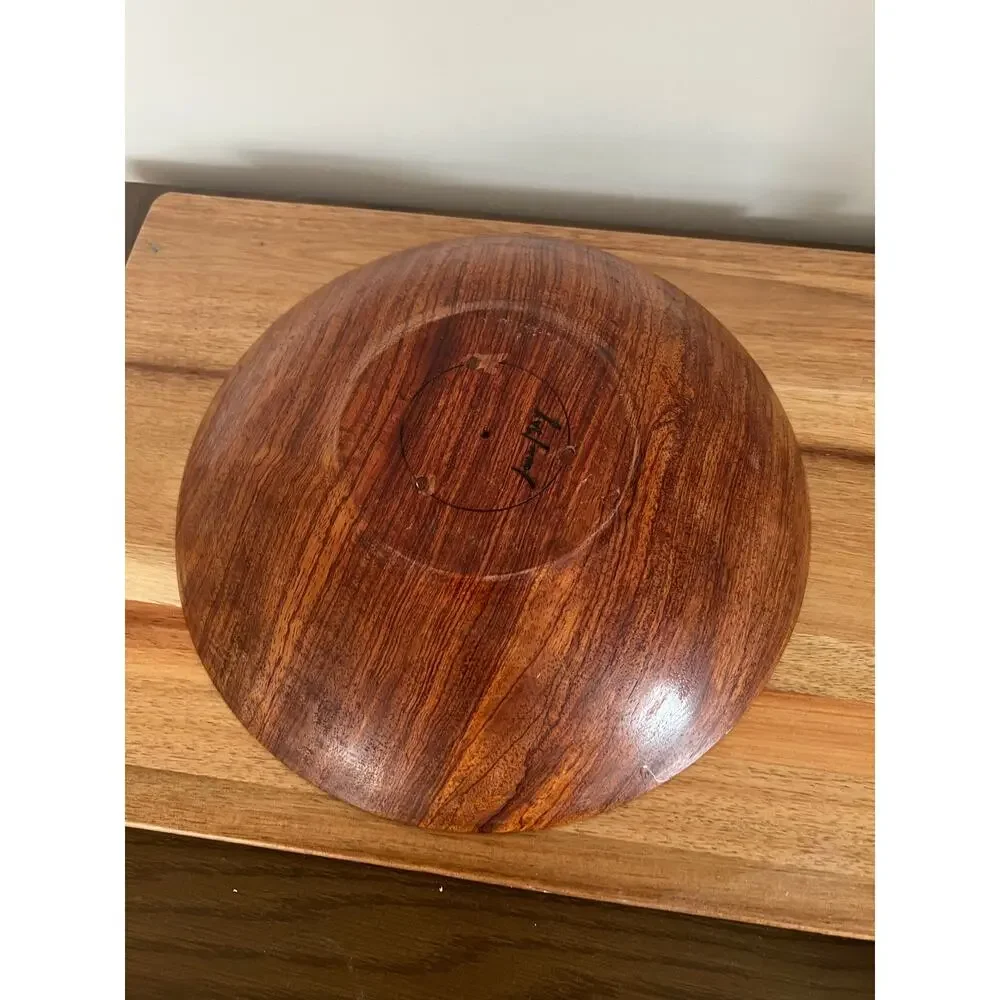 Vintage John May Hand Turned Teak Serving Plate Signed Jackson NH JL
